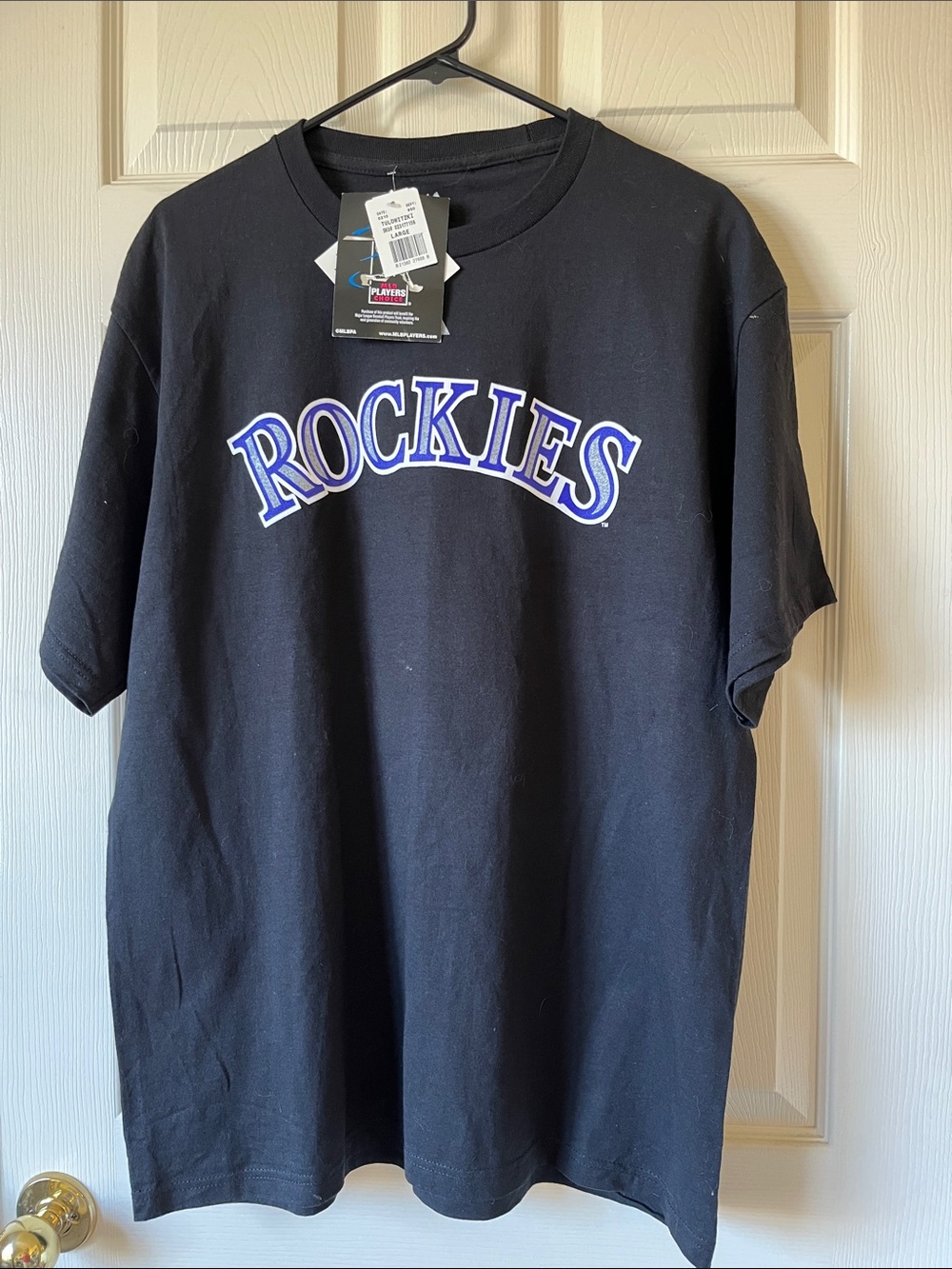 Tulowitzki Player Majestic Black Rockies Arch Logo Short-Sleeve Tee